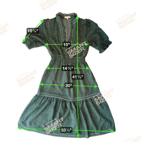 Max Studio Polka Dot Tiered Midi Dress Womens M Ruffle High Neck Empire Waist - Picture 2 of 6